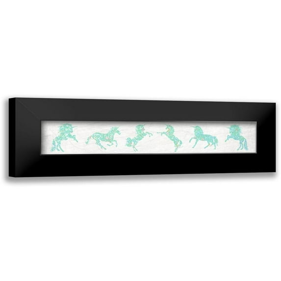 Kimberly, Allen 24x7 Black Modern Framed Museum Art Print Titled - Teal Unicorns