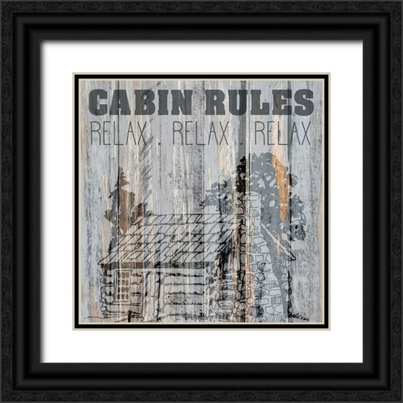 Kimberly, Allen 26x26 Black Ornate Wood Framed with Double Matting Museum Art Print Titled - Cabin Rules 1