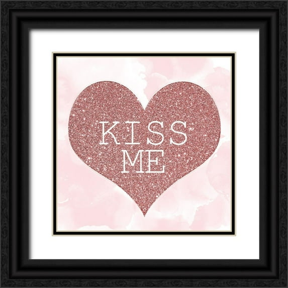 Kimberly, Allen 26x26 Black Ornate Wood Framed with Double Matting Museum Art Print Titled - Glitter Heart 1