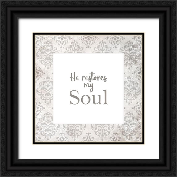 Kimberly, Allen 26x26 Black Ornate Wood Framed with Double Matting Museum Art Print Titled - He Restores my Soul