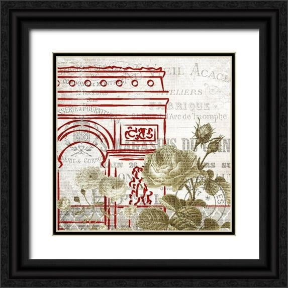 Kimberly, Allen 26x26 Black Ornate Wood Framed with Double Matting Museum Art Print Titled - Paris Script Series 8