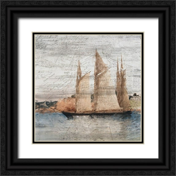 Kimberly, Allen 26x26 Black Ornate Wood Framed with Double Matting Museum Art Print Titled - Sailing 1