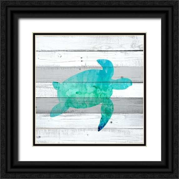 Kimberly, Allen 26x26 Black Ornate Wood Framed with Double Matting Museum Art Print Titled - Watercolor Sea Life 3