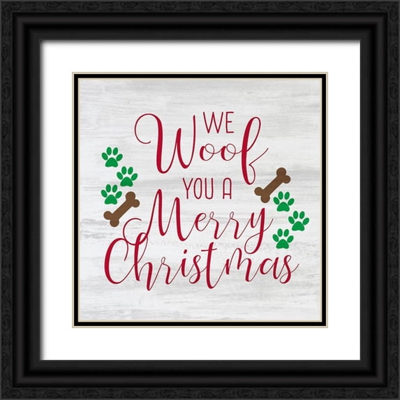 Kimberly, Allen 26x26 Black Ornate Wood Framed with Double Matting Museum Art Print Titled - We Woof You a Merry Christmas