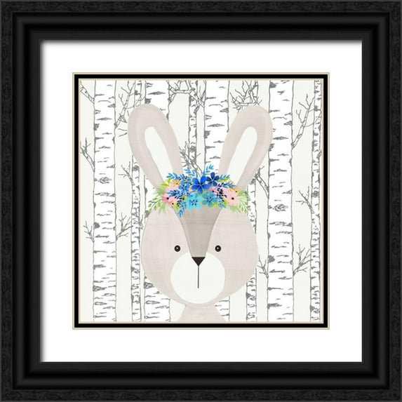 Kimberly, Allen 26x26 Black Ornate Wood Framed with Double Matting Museum Art Print Titled - Woodland Animals 3
