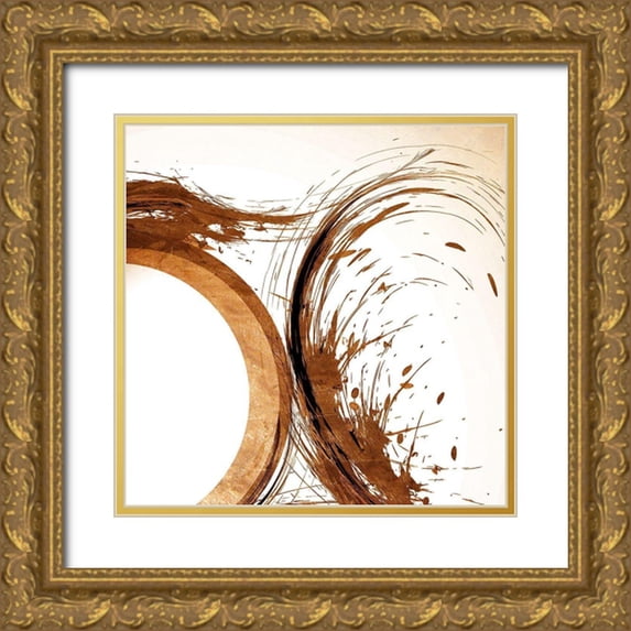 Kimberly, Allen 26x26 Gold Ornate Wood Framed with Double Matting Museum Art Print Titled - Copper Swirls 2