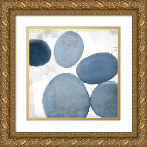 Kimberly, Allen 26x26 Gold Ornate Wood Framed with Double Matting Museum Art Print Titled - Geo Blue 1