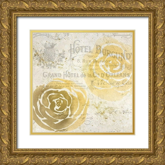Kimberly, Allen 26x26 Gold Ornate Wood Framed with Double Matting Museum Art Print Titled - Golden Floral 1