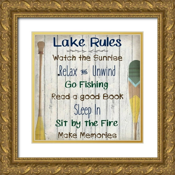 Kimberly, Allen 26x26 Gold Ornate Wood Framed with Double Matting Museum Art Print Titled - Lake Rules