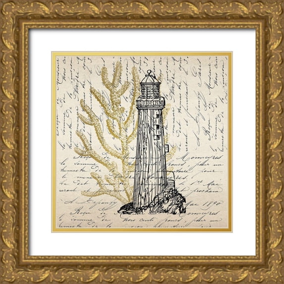 Kimberly, Allen 26x26 Gold Ornate Wood Framed with Double Matting Museum Art Print Titled - Letters to the Sea 2