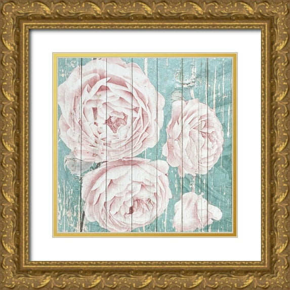 Kimberly, Allen 26x26 Gold Ornate Wood Framed with Double Matting Museum Art Print Titled - On Teal 1