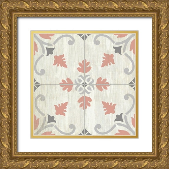 Kimberly, Allen 26x26 Gold Ornate Wood Framed with Double Matting Museum Art Print Titled - Tiled Grey 1