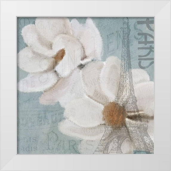 Kimberly, Allen 26x26 White Modern Wood Framed Museum Art Print Titled - French Floral 1