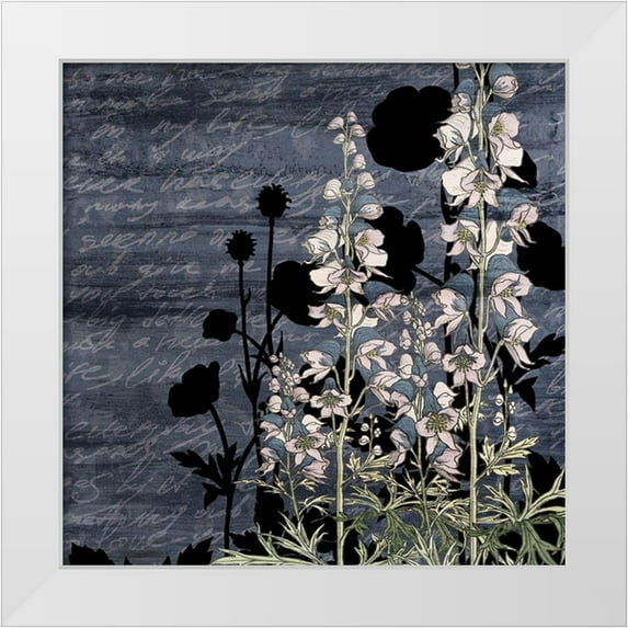 Kimberly, Allen 26x26 White Modern Wood Framed Museum Art Print Titled - Navy Square Floral 2