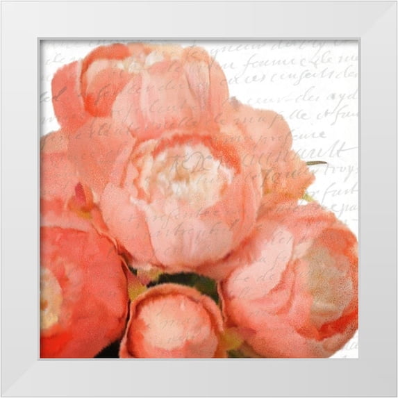 Kimberly, Allen 26x26 White Modern Wood Framed Museum Art Print Titled - Peony Bunch