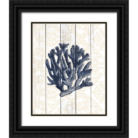 Kimberly, Allen 26x32 Black Ornate Wood Framed with Double Matting Museum Art Print Titled - Navy Coral 1