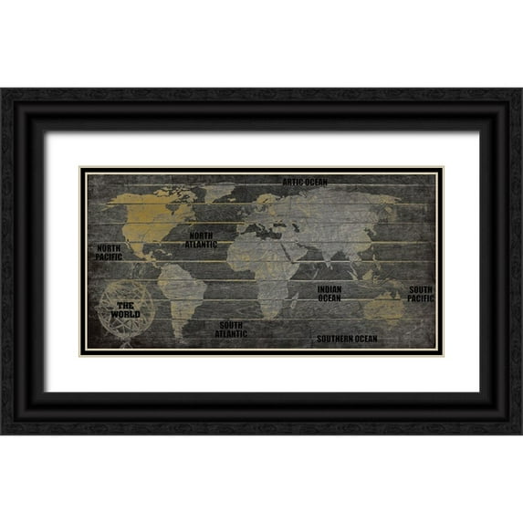 Kimberly, Allen 32x18 Black Ornate Wood Framed with Double Matting Museum Art Print Titled - The World v2