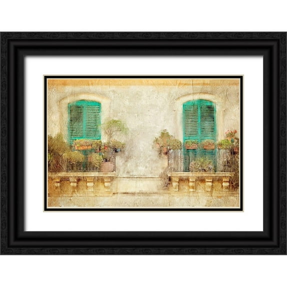 Kimberly, Allen 32x23 Black Ornate Wood Framed with Double Matting Museum Art Print Titled - From the Balcony