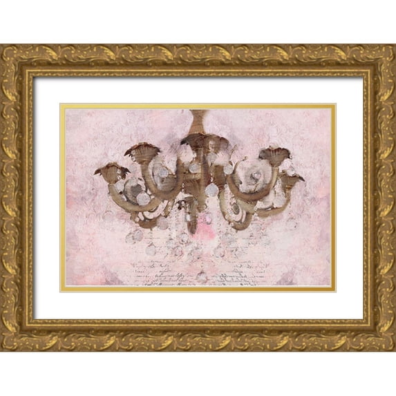 Kimberly, Allen 32x23 Gold Ornate Wood Framed with Double Matting Museum Art Print Titled - Blush Chandelier