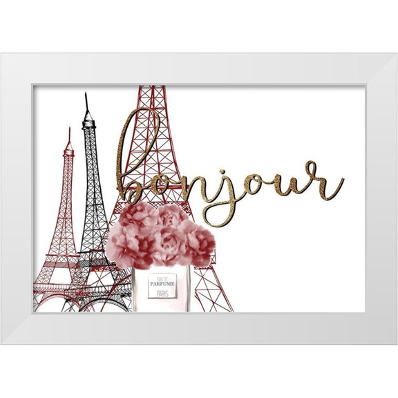 Kimberly, Allen 32x23 White Modern Wood Framed Museum Art Print Titled - From Paris 5 Red