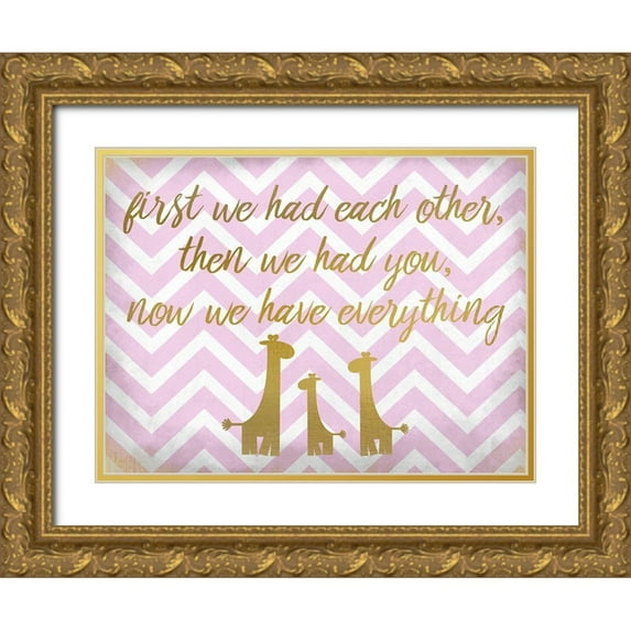Kimberly, Allen 32x25 Gold Ornate Wood Framed with Double Matting Museum Art Print Titled - Everything Girl Giraffe