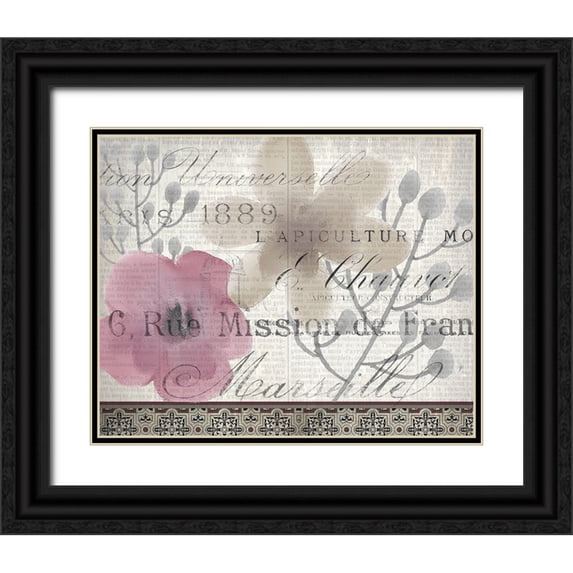 Kimberly, Allen 32x26 Black Ornate Wood Framed with Double Matting Museum Art Print Titled - Vintage Floral 5
