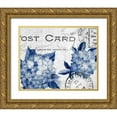thumbnail image 1 of Kimberly, Allen 32x26 Gold Ornate Wood Framed with Double Matting Museum Art Print Titled - Postcard Hydrangea 3, 1 of 4