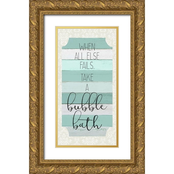 Kimberly, Allen 9x14 Gold Ornate Wood Framed with Double Matting Museum Art Print Titled - Bubble Bath 1