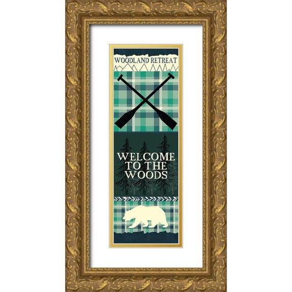 Kimberly, Allen 9x18 Gold Ornate Wood Framed with Double Matting Museum Art Print Titled - Welcome to the Woods Panel A