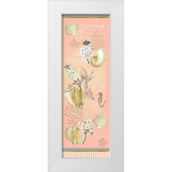 Kimberly, Allen 9x18 White Modern Wood Framed Museum Art Print Titled - Cherry Blossom and Shells