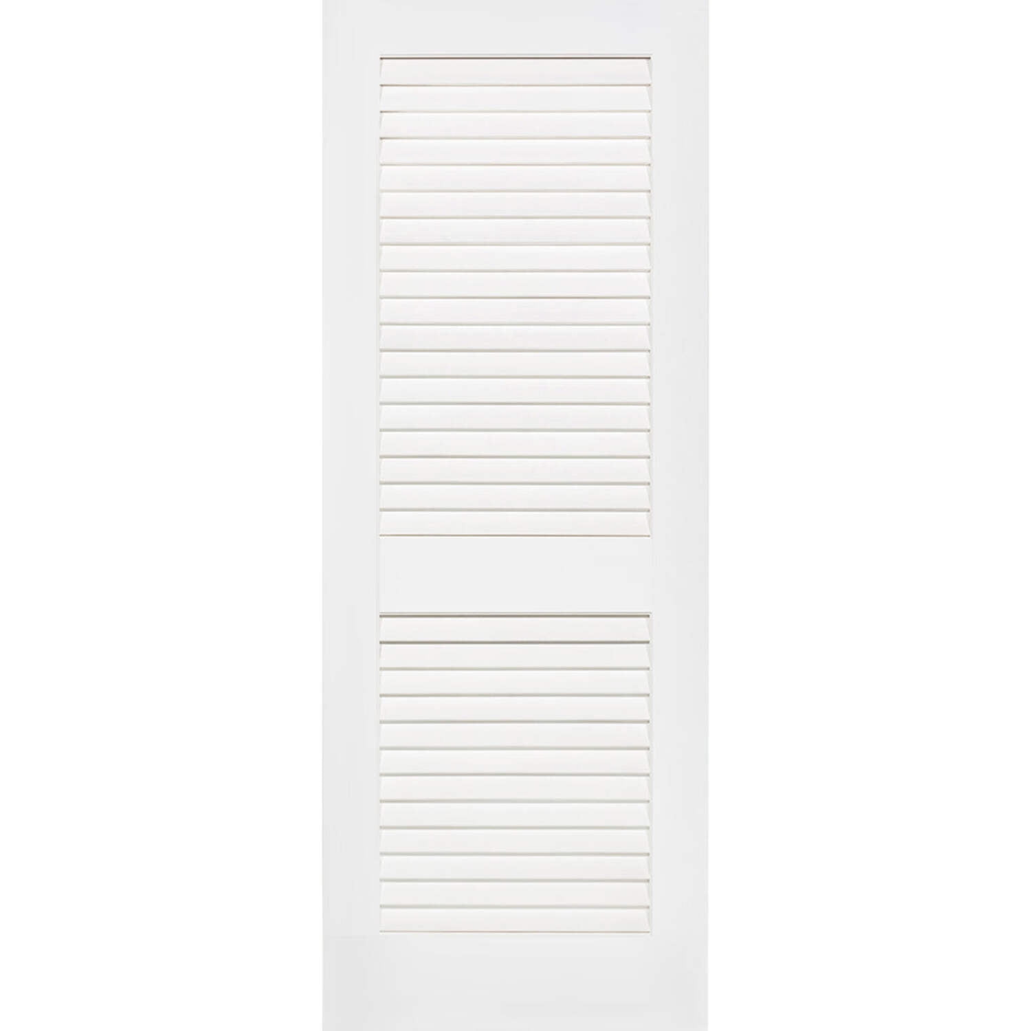 Universal 32"x80" Primed White Solid Pine 2-Panel Louvered Interior Door