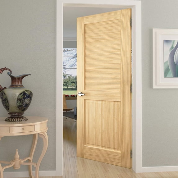 Traditional Louver Panel Solid Unfinished Pine Interior Door Slab