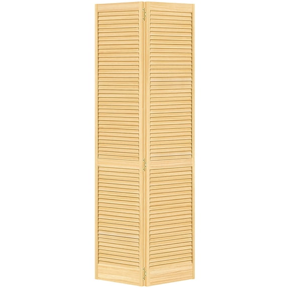 Traditional Louver Louver Solid Core Unfinished Wood Bi-fold Door