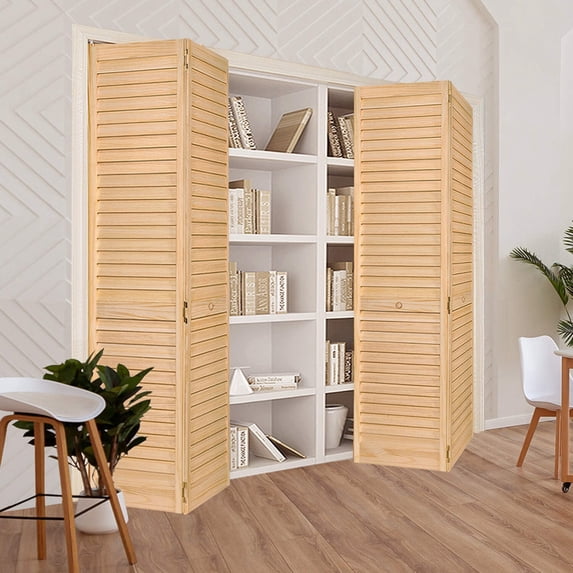 Kimberly Bay Plantation Louver-Louver Solid Core Unfinished Wood Bi-fold Door