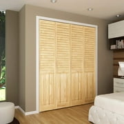 Plantation Louver Panel Solid Core Unfinished Wood Bi-fold Door