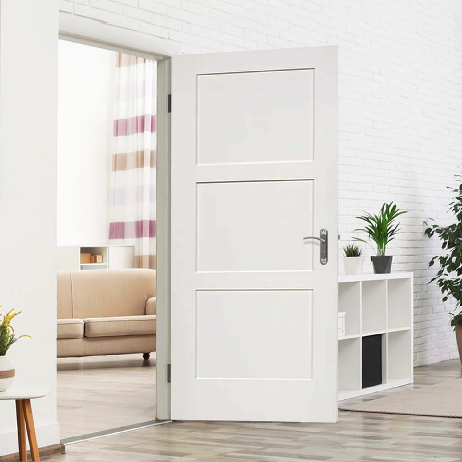 Primed White 80'' x 24'' 3-Panel Shaker Door