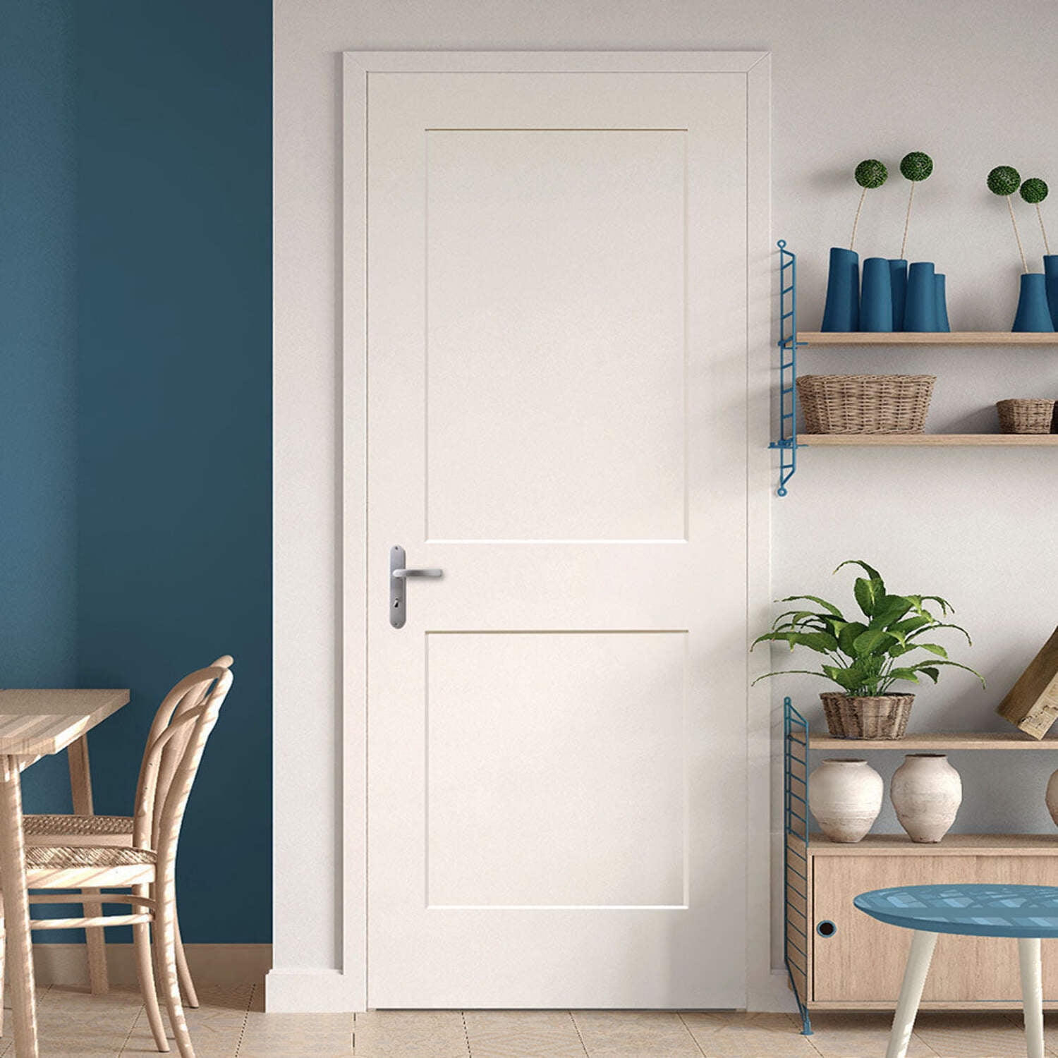 White Solid Wood Shaker 24" x 80" Paneled Door