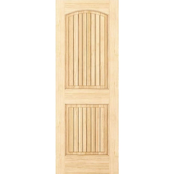 2-Panel Colonial Solid Pine Unfinished Arch Top with V-Groves Interior Door Slab