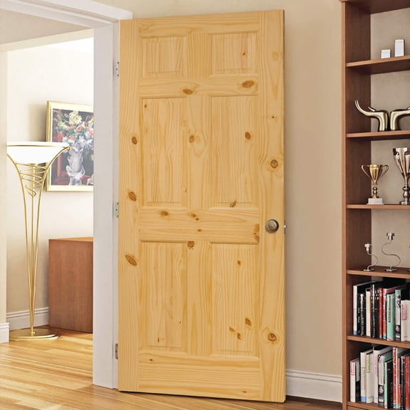 Kimberly Bay Colonial 6-Panel Solid Core Knotty Pine Unfinished Interior Door Slab