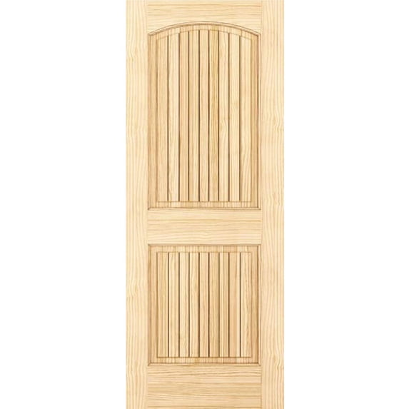 Kimberly Bay ® 2-Panel Colonial Solid Pine Unfinished Arch Top V-Grooves Interior Door Slab