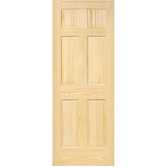 6-Panel Colonial Solid Pine Unfinished Interior Door Slab