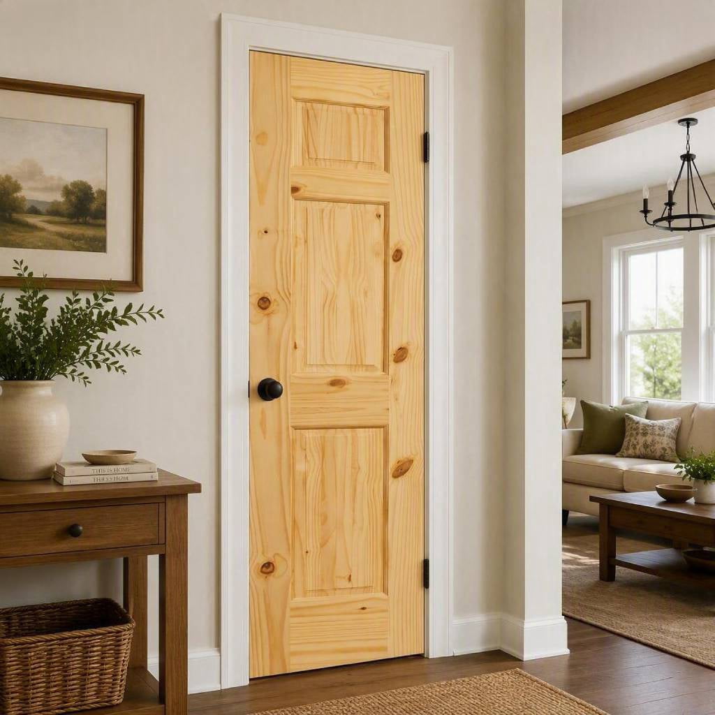 Kimberly Bay 6-Panel Colonial Solid Core Knotty Pine Unfinished Interior Door Slab 80 in. x 18 in.