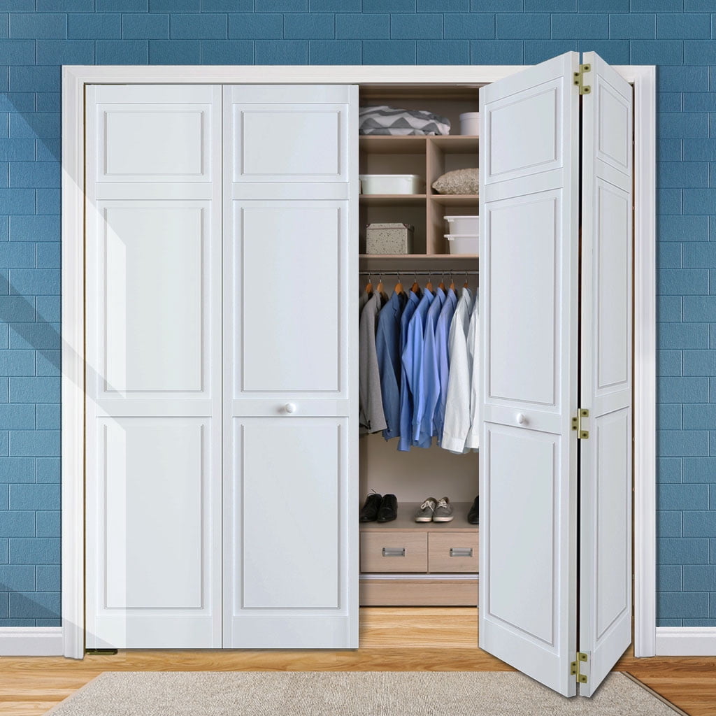 Kimberly Bay Traditional 6-Panel Solid Core Primed White Wood Bi-Fold Door 80 in. x 30 in.