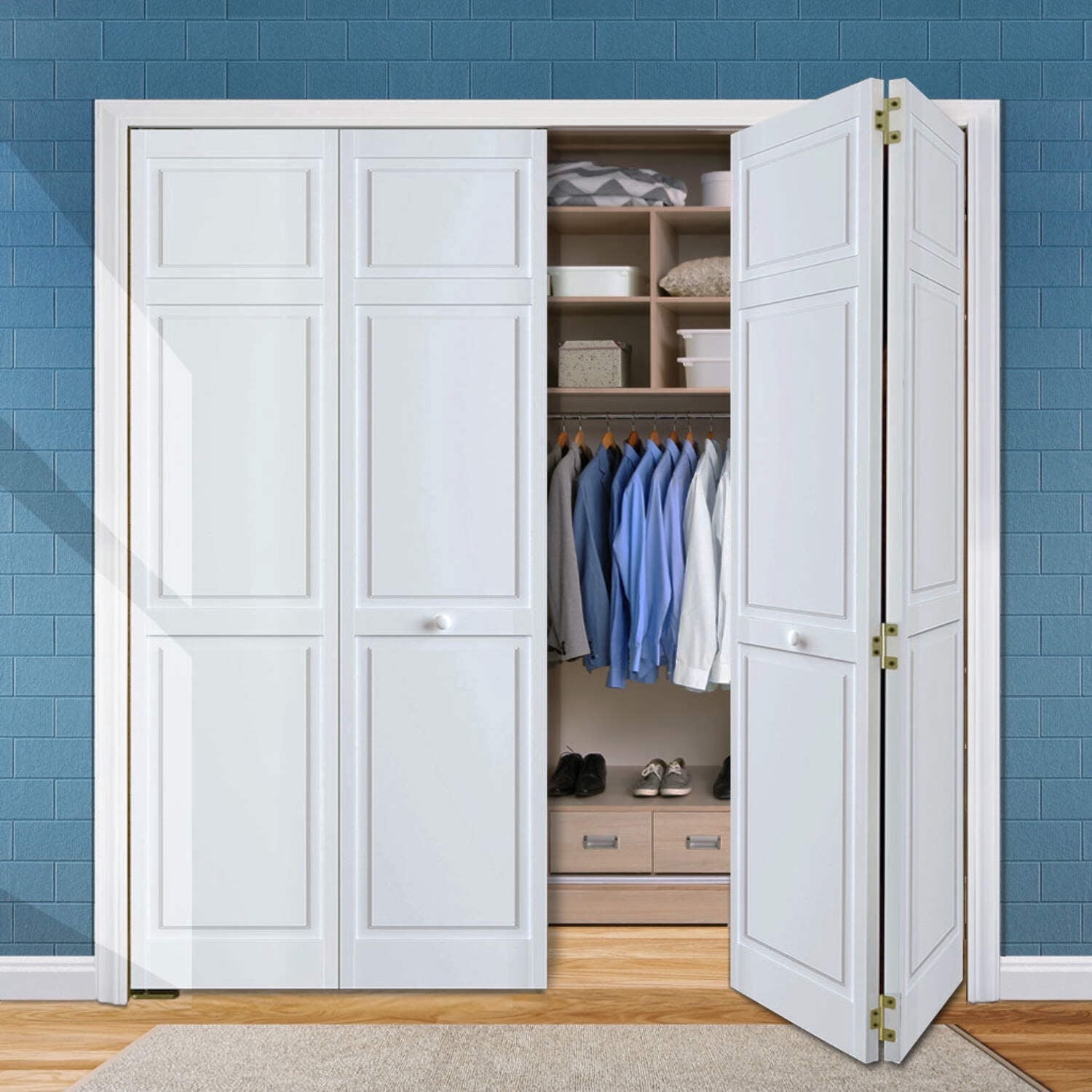 Kimberly Bay Traditional 6-Panel Solid Core Primed White Wood Bi-Fold Door 80 in. x 24 in.