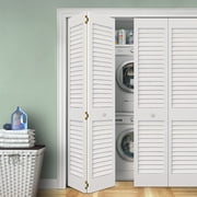 Kimberly Bay Plantation Louver-Louver Solid Core White Wood Bi-fold Door