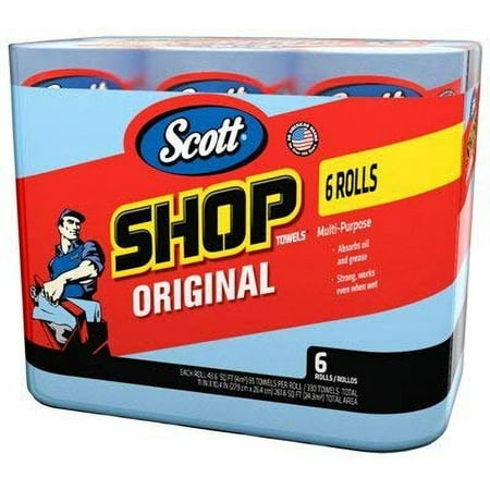 Scott Shop Towels Roll - Blue - 6 Pack, 4 Count
