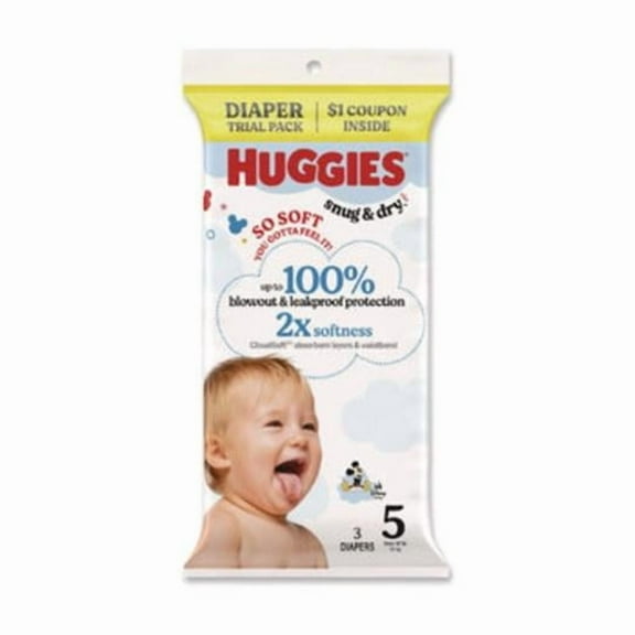 Kimberly-Clark KCM57031 Huggies Snug & Dry Disney Design Diaper, White - Size 5 - 3 Piece