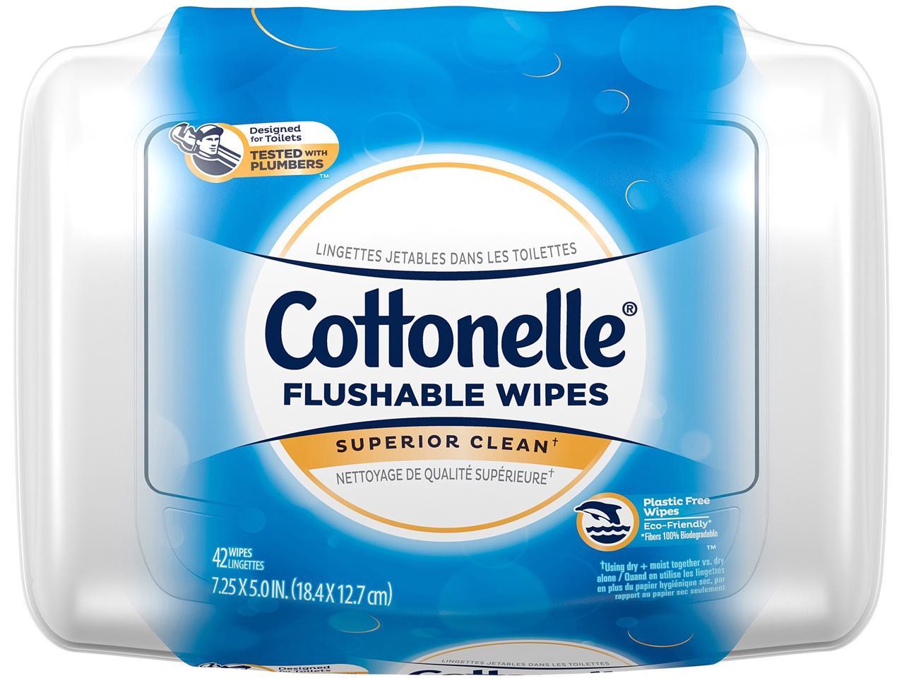 KimberlyClark Professional 36734CT Cottonelle Flushable Wet Wipes 7.