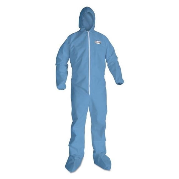 Kimberly-Clark KCC45353 Zipper Front Flame Resistant Coveralls, Blue - Large - Case of 25
