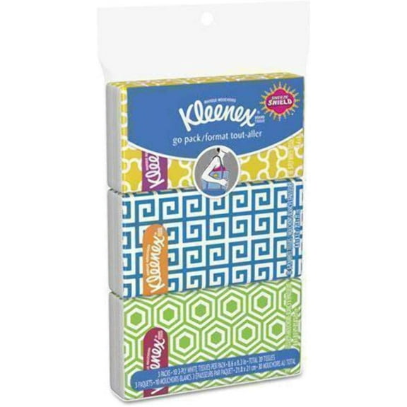 Kimberly-Clark Kleenex Pocket Facial Tissue - 3-Ply, White - 36 Pack, 15 Sheets Each